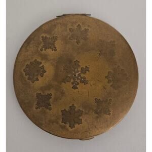 Vintage 4 Inch Powder Compact with Snowflake Design